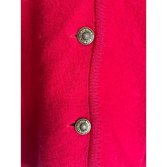 Vintage Tally Ho Red Cardigan Jacket 100 % Boiled Wool Sweater - Picture 5 of 8